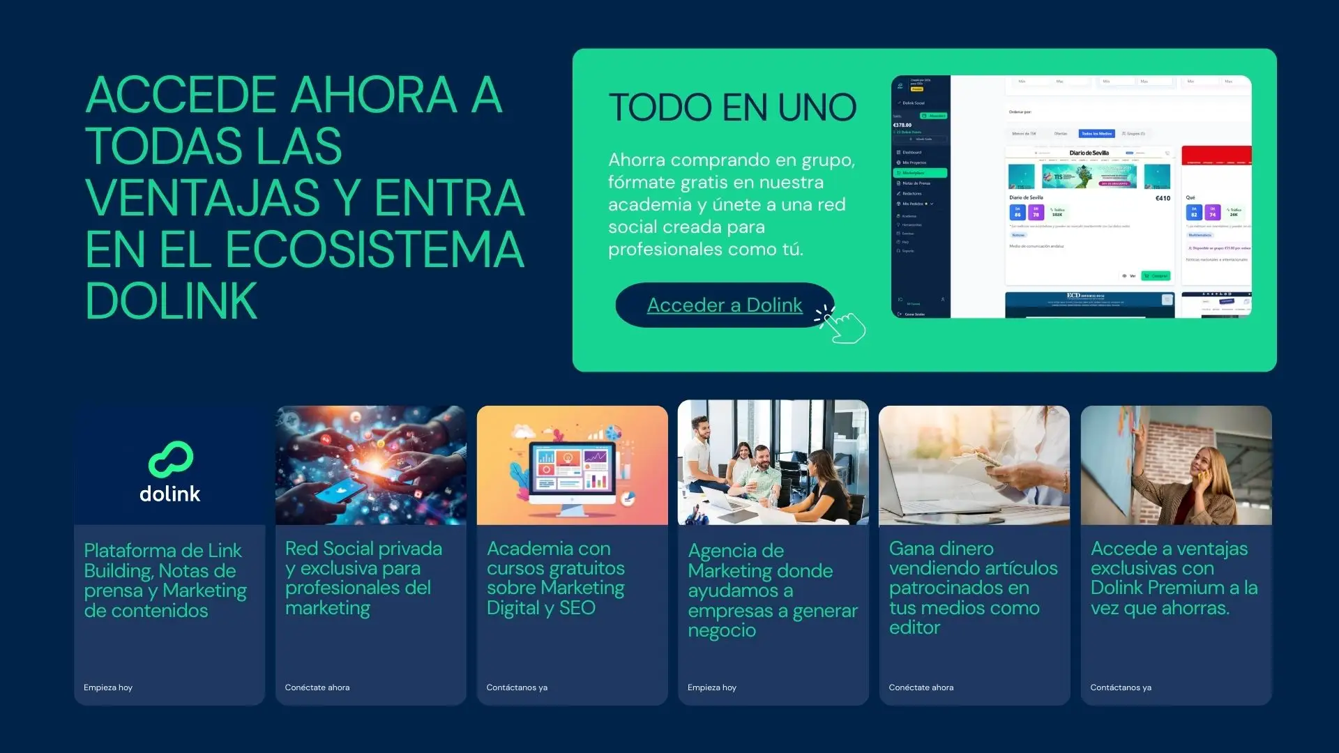 Ecosistema Dolink: compras en grupo, academia y red social