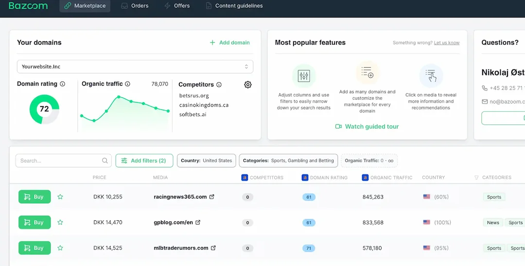 Bazoom, plataforma de link building
