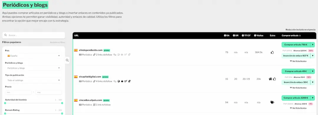 Prensalink, plataforma de link building