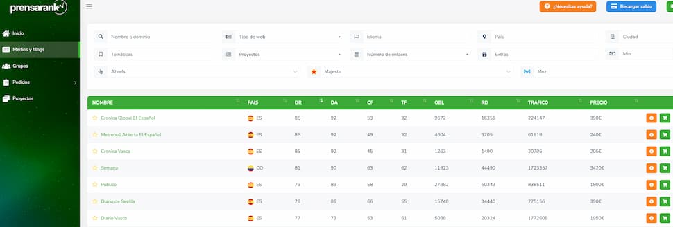 Prensarank, plataforma de link building